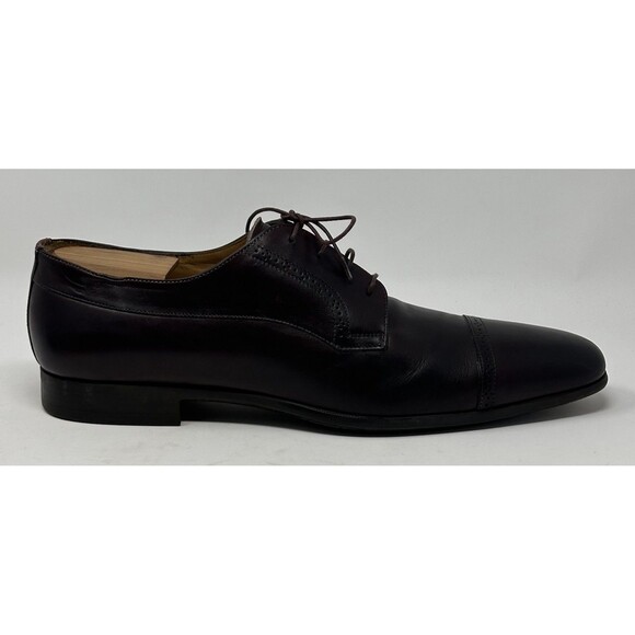 Santoni Cap Toe Derby Shoes Mens 12 D Black Leather Lace Up Loafers Dress Italy main image 6